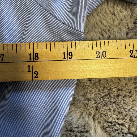 EXPRESS DESIGN STUDIO DRESS SHIRT WOMEN'S Sz M BUTTON-UP Blue With White Collar - Picture 12 of 16